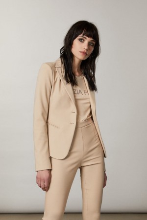 Patrizia Pepe 2-button Slim Jacket Beige | OZGVJH-613