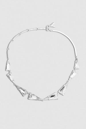 Patrizia Pepe Brass And Glass Necklace Silber | IWYZKE-027