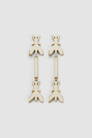 Patrizia Pepe Brass Drop Earrings Gold | VJNMSO-941