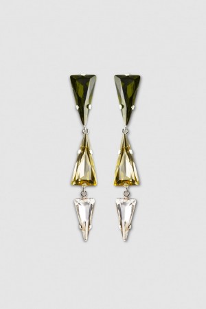 Patrizia Pepe Brass Earrings With Rhinestones Grün | RYKXUG-938