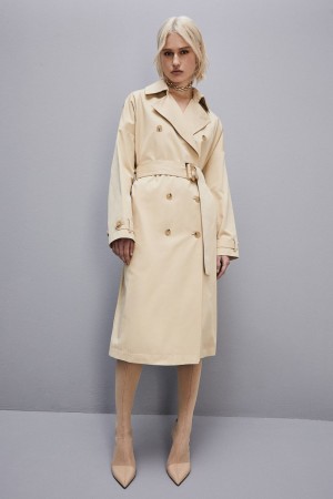 Patrizia Pepe Cotton Over Trench Coat Beige | HPYSQJ-835