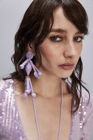 Patrizia Pepe Earrings With Techno Pop Fly Appliqué Rosa | PXYQJA-814