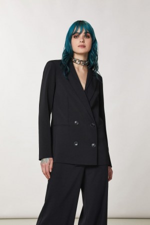 Patrizia Pepe Essential Double-breasted Jacket Schwarz | ONEYSB-213