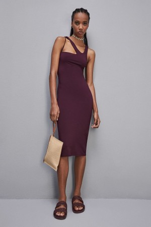 Patrizia Pepe Essential Stretch Jersey Sleeveless Dress Lila | FALJWE-043