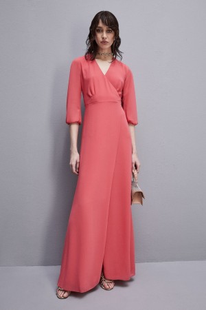 Patrizia Pepe Extra Long Wrap Dress In Georgette Rosa | VCHTWQ-635