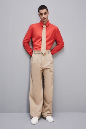 Patrizia Pepe Fitted Shirt Without Pleats In Viscose Twill Rot | WOREVY-356