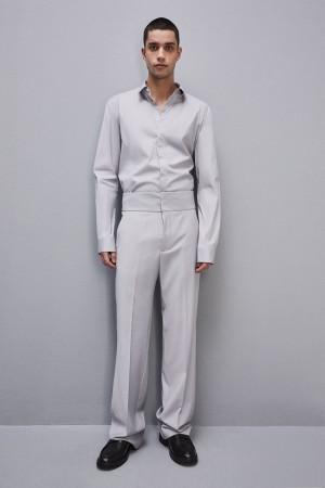 Patrizia Pepe Fitted Shirt Without Pleats In Viscose Twill Grau | XGTZCV-956