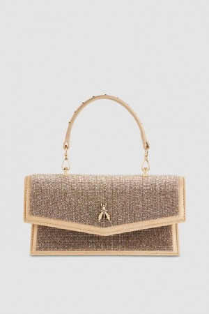 Patrizia Pepe Fly Bamby Shoulder Bag With Rhinestones Beige | JIQFVD-736