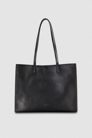 Patrizia Pepe Hammered Leather Shopping Bag Schwarz | KQWNPB-237