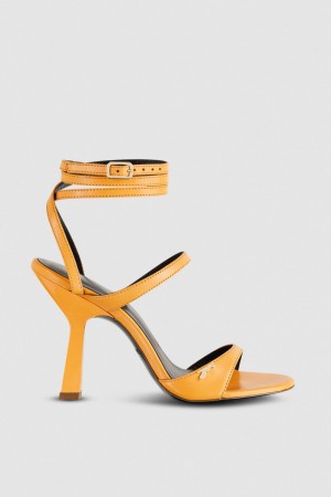 Patrizia Pepe Heeled Sandal With Green Leather Sole Orange | CWTZAF-184