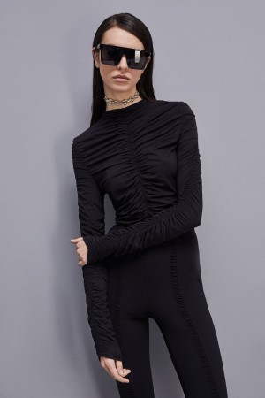 Patrizia Pepe Jersey Sweater With Zipper Schwarz | NWSYBG-431