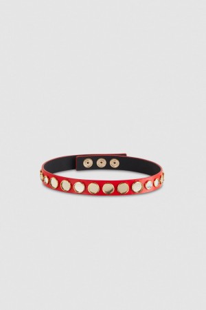 Patrizia Pepe Leather Choker With Micro Mirrors Rot | WBSIER-751