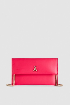 Patrizia Pepe Leather Clutch Bag With Chain Shoulder Strap Rosa | LYNIGH-048