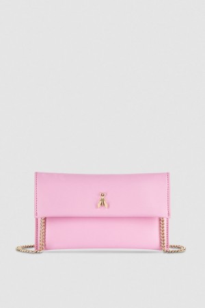 Patrizia Pepe Leather Clutch Bag With Chain Shoulder Strap Rosa | KUBDRH-786