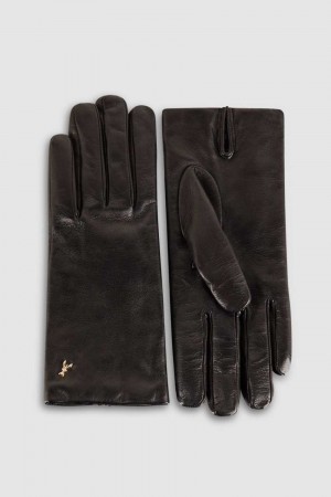 Patrizia Pepe Leather Gloves Schwarz | IYUBDW-798