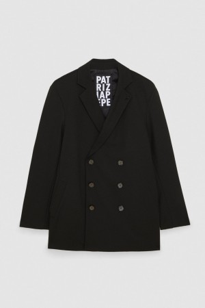 Patrizia Pepe Lined Double-breasted Coat Schwarz | LEAVJN-154