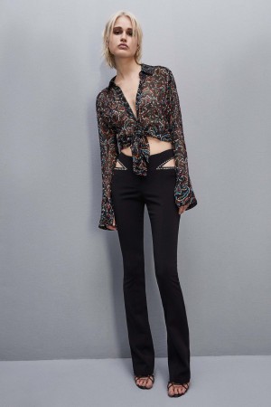 Patrizia Pepe Long-sleeved Printed Shirt Schwarz | FUHABV-205