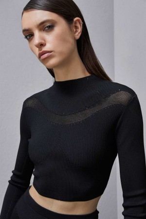 Patrizia Pepe Long-sleeved Viscose Blend Sweater Schwarz | MFGUCE-264