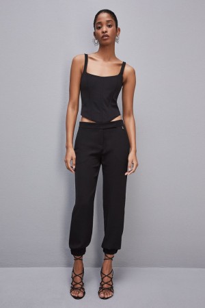 Patrizia Pepe Low-waisted Jogger Pants Schwarz | JFRIXT-453