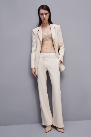 Patrizia Pepe Low-waisted Pants In Comfort Fabric Beige | UTMHDE-290