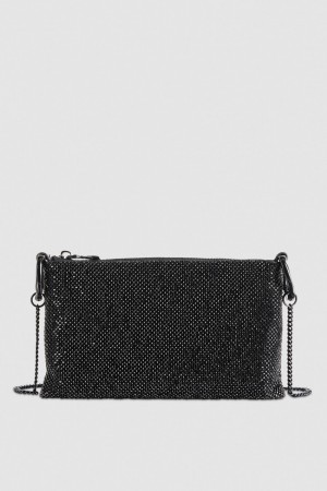 Patrizia Pepe Maxichain Rhinestone Clutch Bag Schwarz | GWDBMQ-857