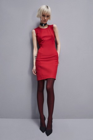 Patrizia Pepe Midi Sheath Dress Rot | RFUTWG-340