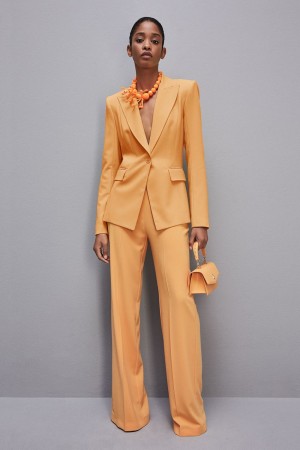 Patrizia Pepe One-button Jacket In Sablè Crepe Fabric Orange | JQFKLB-035