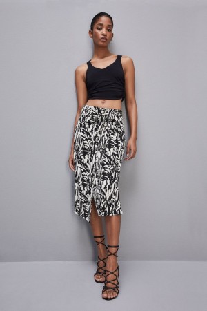 Patrizia Pepe Patterned Jersey Midi Skirt Weiß | GJIYND-319