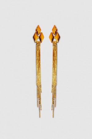 Patrizia Pepe Pendant Earrings With Micro Fly Links And Metal Fringing Orange | ZVFDKN-126