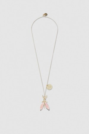 Patrizia Pepe Precious Fly Necklace With Stones Rosa | QXUCHJ-519