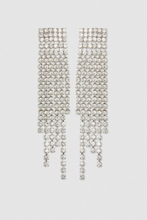 Patrizia Pepe Rhinestone Earrings Silber | OSJBQA-410