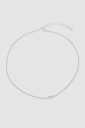 Patrizia Pepe Rhinestone Necklace Silber | WXKZND-835