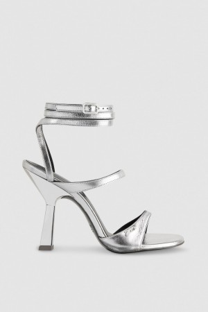 Patrizia Pepe Sandals With Heel And Ankle Strap Silber | SIGXQA-654