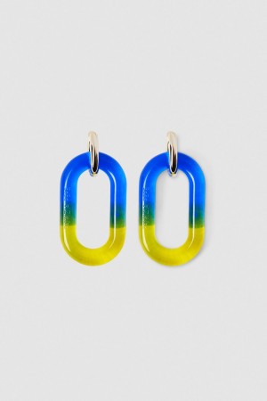 Patrizia Pepe Shaded Maxi Chain Logo Earrings Blau | RSQPTW-315