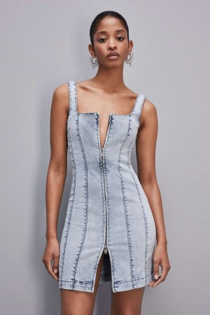 Patrizia Pepe Sleeveless Denim Mini Dress Hellblau | HTGNSO-528