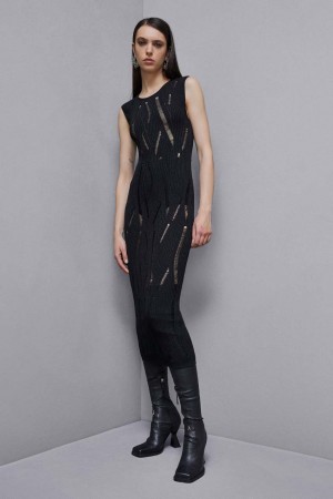 Patrizia Pepe Sleeveless Long Dress Schwarz | XIRKYU-794