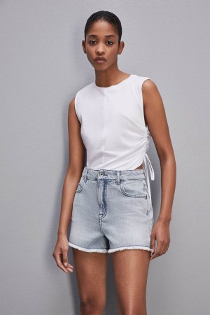 Patrizia Pepe Sleeveless T-shirt With Drawstring Weiß | LADJVB-401