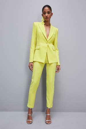 Patrizia Pepe Slim Cigarette Pants In Sablè Crepe Fabric Gelb | QANHYR-094