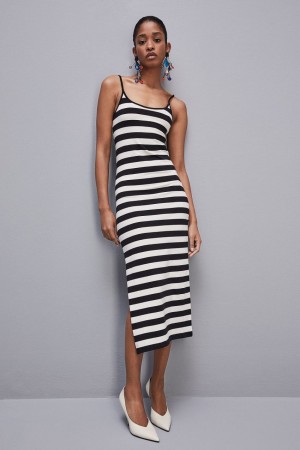 Patrizia Pepe Slim Jersey Dress With Cotton Straps Weiß | FIDSRC-127