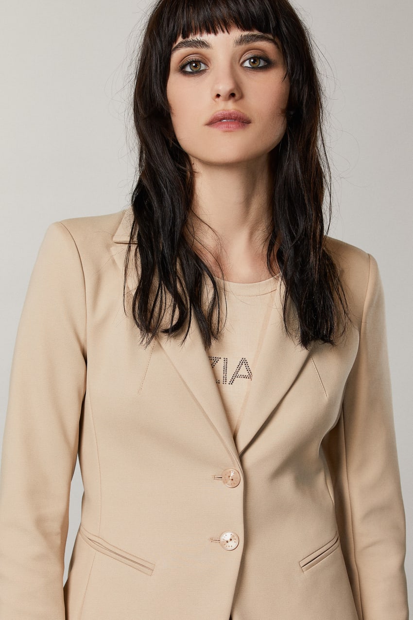 Patrizia Pepe 2-button Slim Jacket Beige | OZGVJH-613