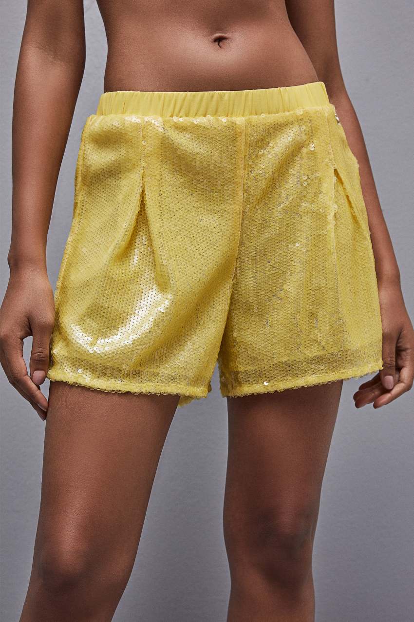 Patrizia Pepe All-over Sequin Short Gelb | BIELQS-148