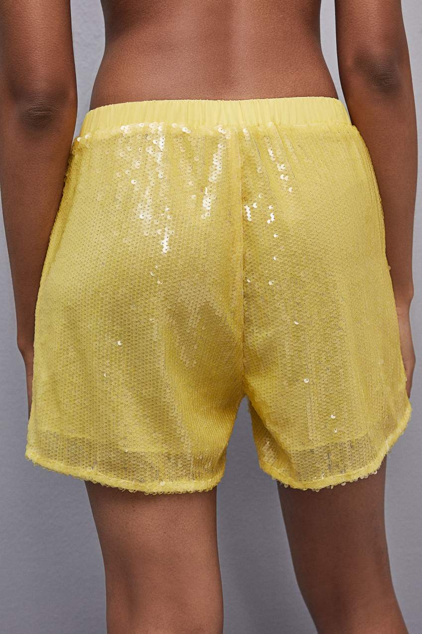 Patrizia Pepe All-over Sequin Short Gelb | BIELQS-148