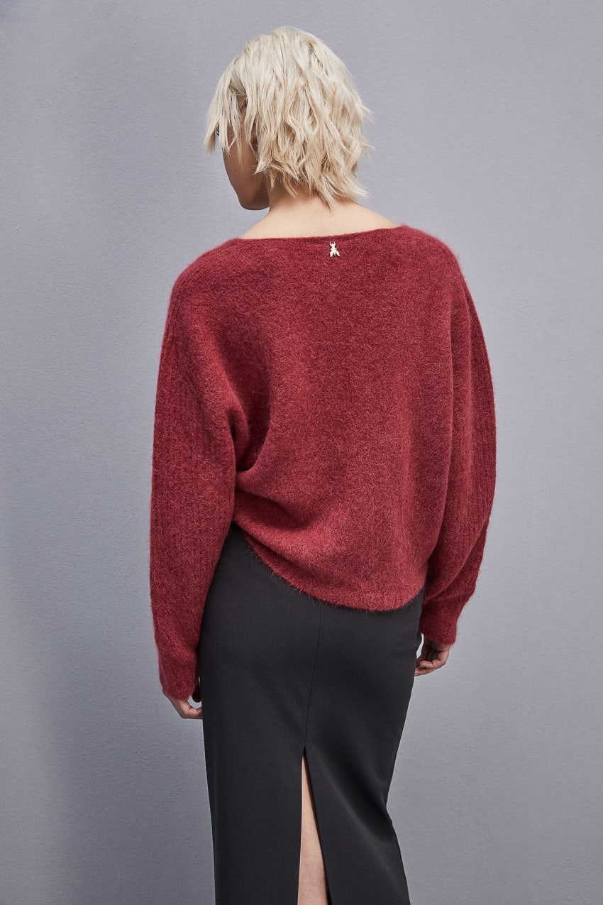 Patrizia Pepe Alpaca-blend Sweater With V-neck Rot | BJMGZE-513