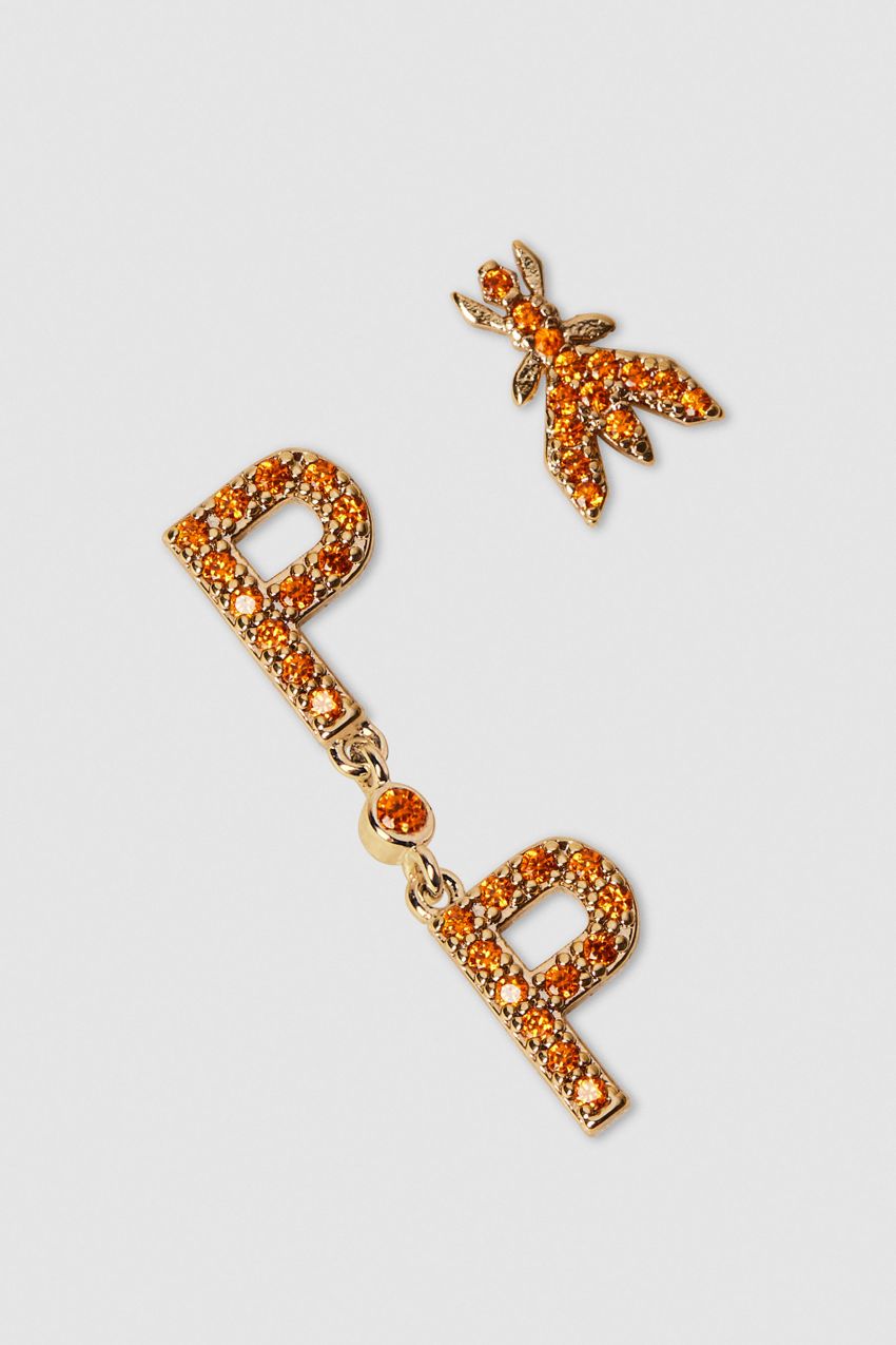 Patrizia Pepe Brass And Glass Earrings Orange | ZHDXJY-257