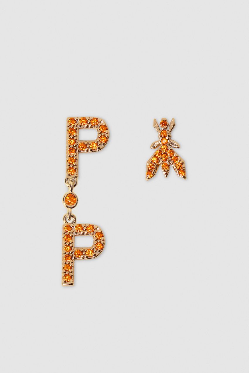 Patrizia Pepe Brass And Glass Earrings Orange | ZHDXJY-257