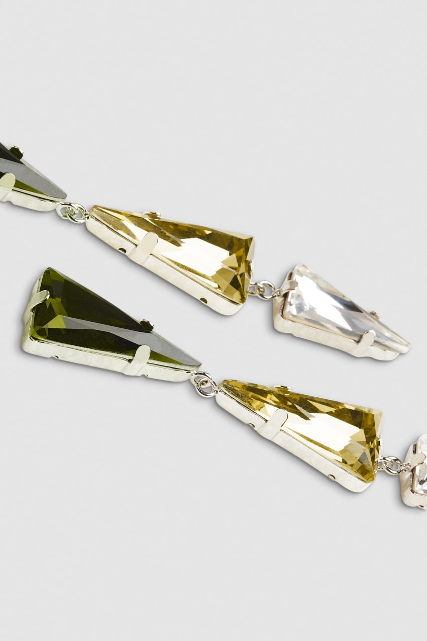 Patrizia Pepe Brass Earrings With Rhinestones Grün | RYKXUG-938