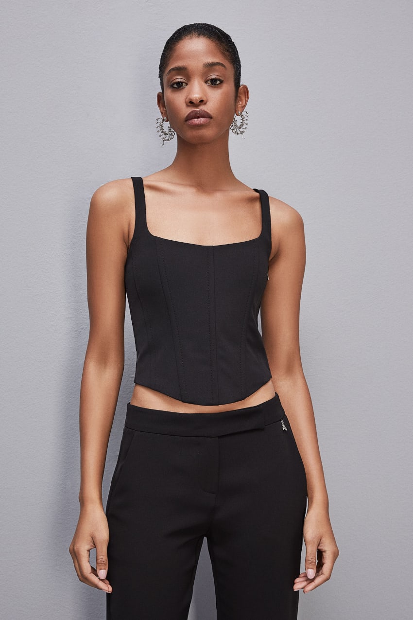 Patrizia Pepe Bustier Top Schwarz | TZXSIJ-261