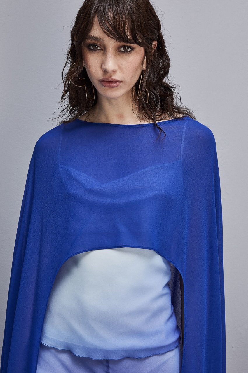 Patrizia Pepe Cape In Poly Georgette With Neckline On The Back Hellblau | XDZUSI-473