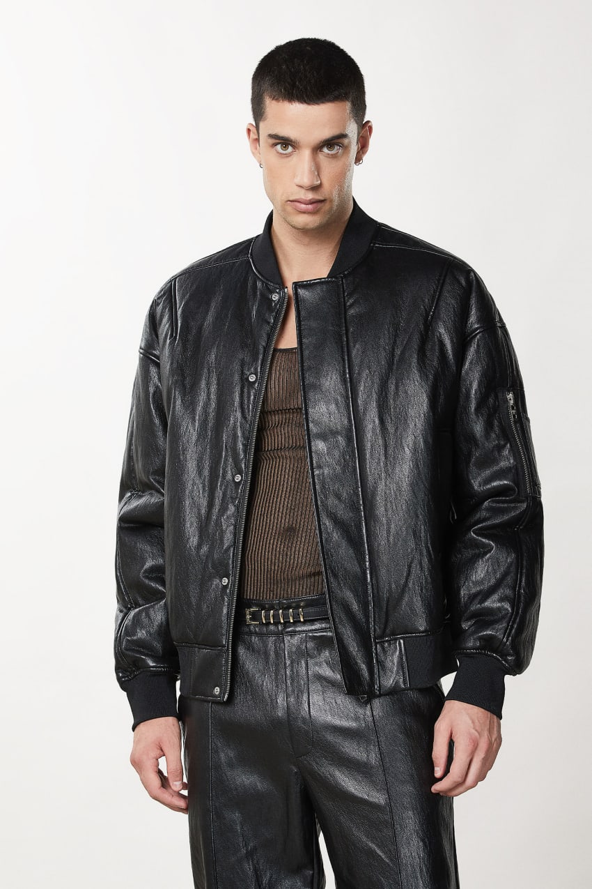 Patrizia Pepe Coated Fabric Over Bomber Jacket Schwarz | GRWPQJ-968