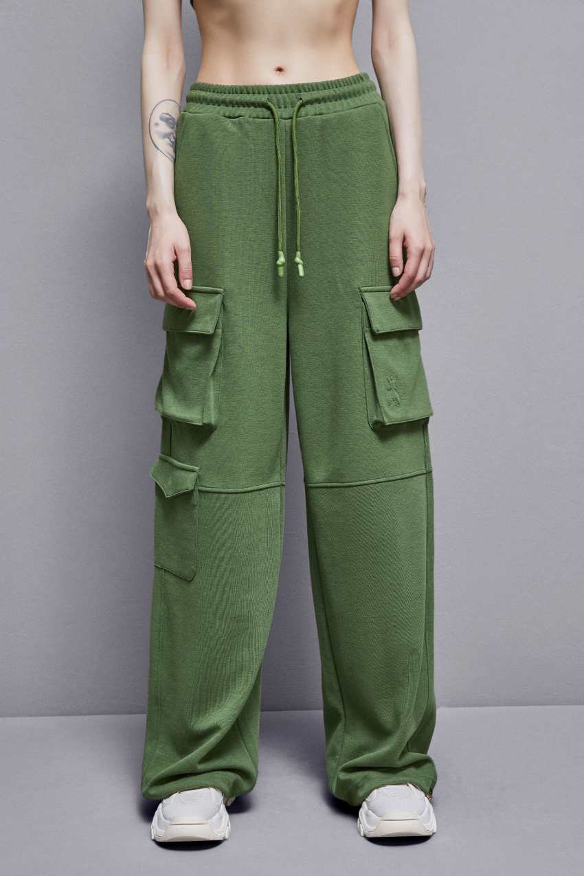 Patrizia Pepe Cotton Blend Fleece Cargo Pants Grün | INCYEQ-089